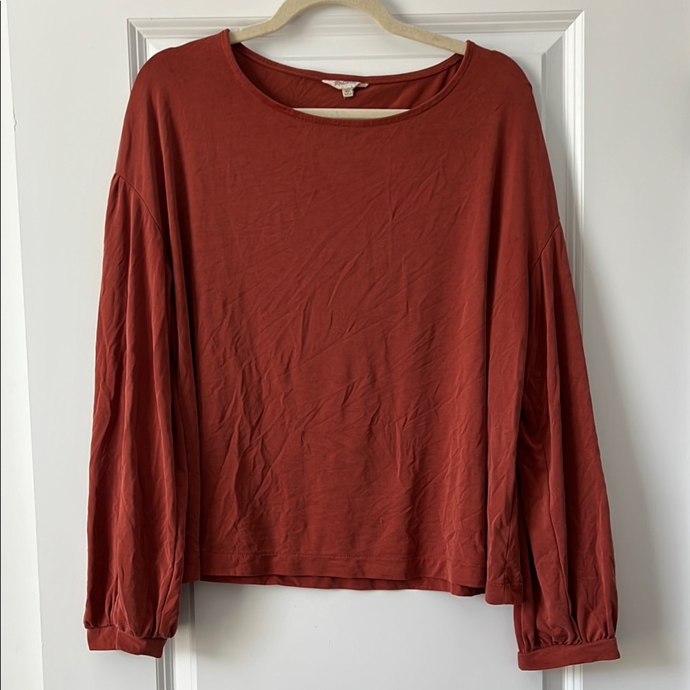 Madewell Orange Puff Sleeve Blouse Relaxed Fit